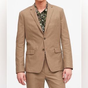 NWOT Banana Republic Slim Progetto Uno Cotton Linen Suit Jacket Khaki 40 Short